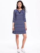 Old Navy Striped Lace Front Swing Dress For Women - Navy Stripe