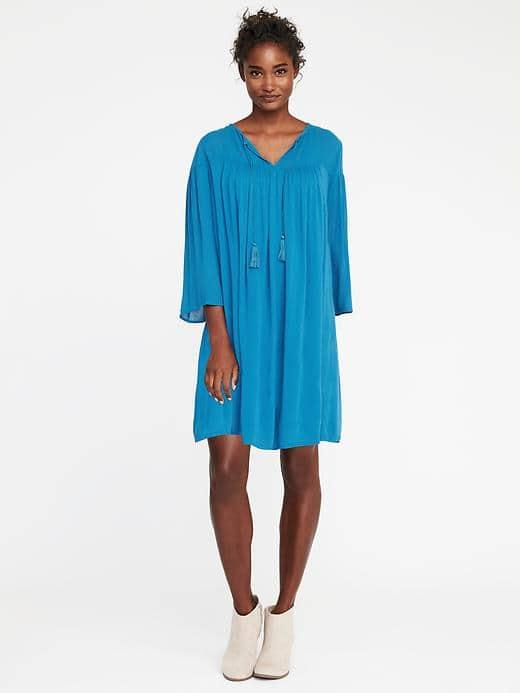 Old Navy Boho Split Neck Swing Dress For Women - Estuary