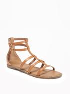 Old Navy Strappy Zip Back Gladiator Sandals For Women - Tan