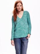 Old Navy Boxy V Neck Sweater Size S Tall - Teal Tuesday