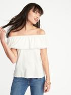Old Navy Womens Relaxed Off-the-shoulder Swing Top For Women Creme De La Creme Size L