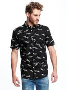 Old Navy Slim Fit Soft Washed Nautical Print Classic Shirt For Men - Blackjack