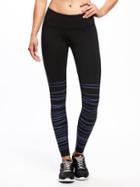Old Navy Go Dry Mid Rise Textured Print Compression Tights For Women - Delphinium