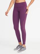 Mid-rise Elevate Side-pocket Mesh-trim Compression Leggings For Women