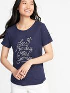Old Navy Womens Everywear Graphic Linen-blend Tee For Women Less Monday, More Summer Size Xs