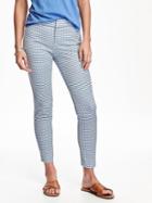 Old Navy Printed Mid Rise Pixie Ankle Pants - Lt Blue Gingham
