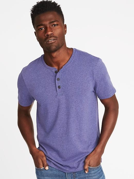 Old Navy Mens Soft-washed Jersey Henley For Men Purple Mountains Size Xxxl