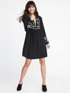 Old Navy Womens Embroidered Swing Dress For Women Black Size Xl