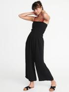 Old Navy Womens Smocked Wide-leg Jumpsuit For Women Black Size L