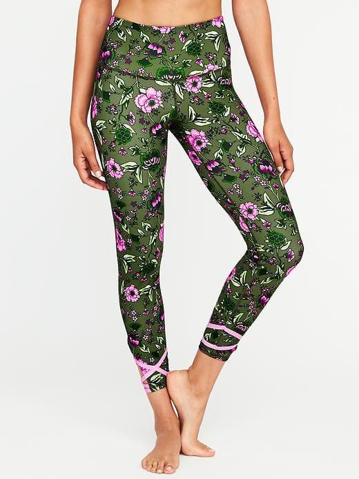Old Navy High Rise Go Dry 7/8 Length Leggings For Women - Olive Floral