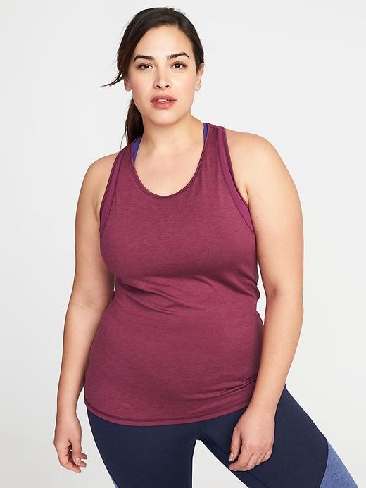 Old Navy Womens Fitted Plus-size Mesh-trim Racerback Tank Winter Plum Size 2x
