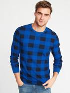 Old Navy Mens Built-in Flex Thermal-knit Tee For Men Blue Buffalo Plaid Size Xxl