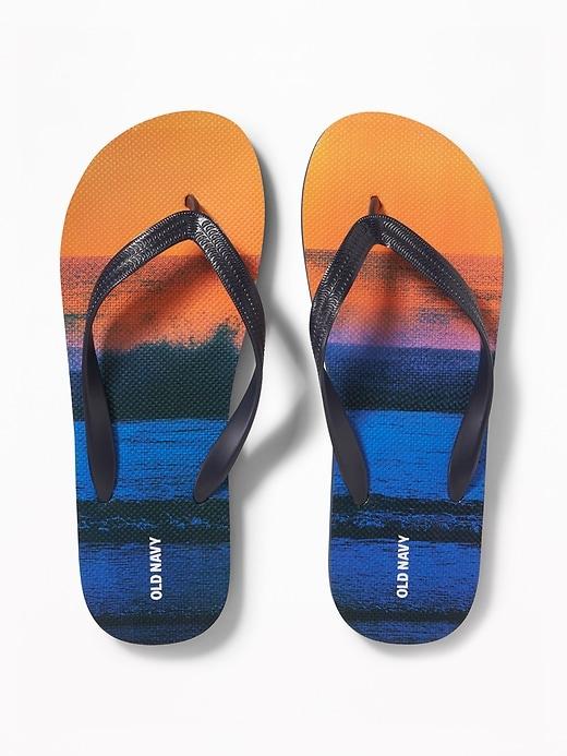 Old Navy Mens Graphic Flip-flops For Men Beach Scene Size 8/9