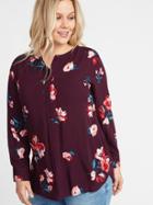 Old Navy Womens No-peek Plus-size Pullover Tunic Burgundy Floral Size 1x