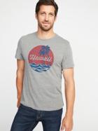 Old Navy Mens Hawaii-graphic Tee For Men Heather Gray Size M