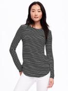 Old Navy Crew Neck Layering Tee For Women - O.n. New Black Stripe