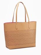 Old Navy Perforated Faux Leather Tote For Women - Tan