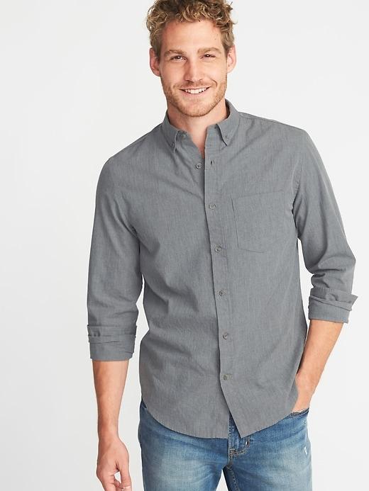 Old Navy Mens Slim-fit Poplin Shirt For Men Heather Gray Size L
