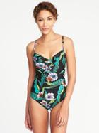 Old Navy Womens Underwire Swimsuit For Women Black Floral Size M