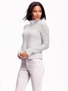 Old Navy Textured Cropped Sweater - Light Grey Heather
