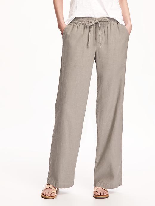 Old Navy Soft Mid Rise Wide Leg Pants For Women - Amalgam