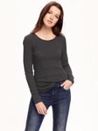 Old Navy Waffle Knit Tee For Women - Dark Charcoal Gray