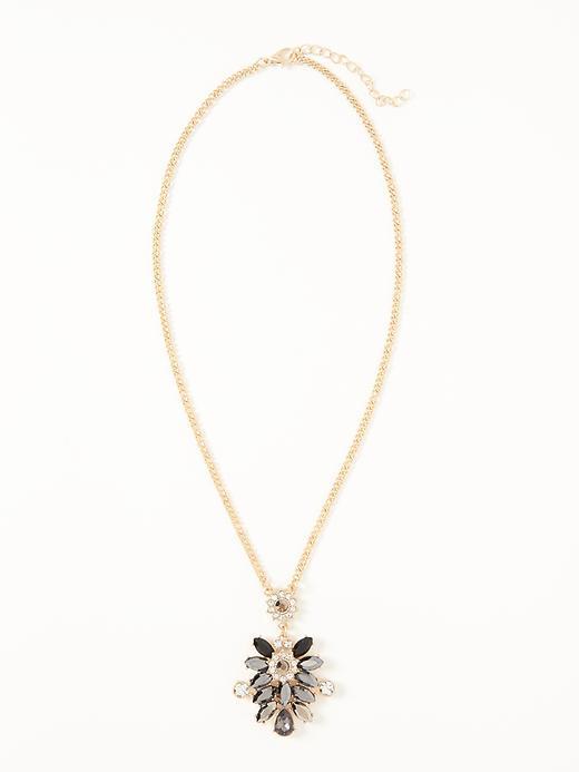 Old Navy Cluster Pendant Necklace For Women - Gunmetal Gray