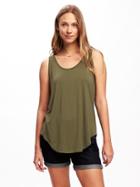 Old Navy Womens Relaxed Curved-hem Scoop-neck Tank For Women Olive Size S