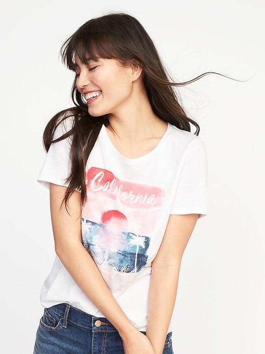 Old Navy Womens California Graphic Tee For Women Calla Lilies Size Xl
