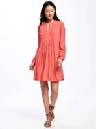 Old Navy Pintuck Swing Dress For Women - Coral Tropics