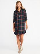 Old Navy Plaid Pullover Shirt Dress For Women - Blue/red Plaid