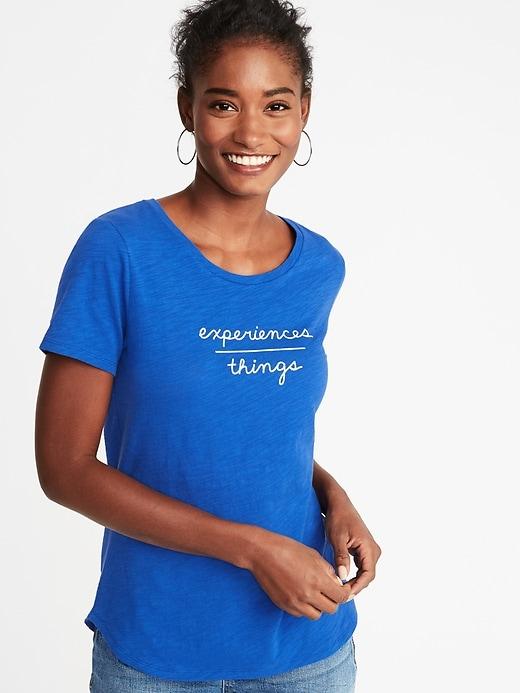 Old Navy Womens Everywear Graphic Slub-knit Tee For Women Experiences, Things Size S