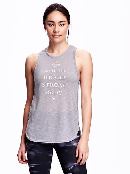 Old Navy Go Dry Sleeveless Graphic Tee - Light Heather Gray