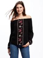 Old Navy Embroidered Swing Top For Women - Blackjack