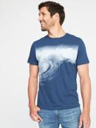 Old Navy Mens Soft-washed Graphic Crew-neck Tee For Men Blue Wave Size Xs