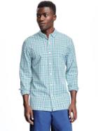 Old Navy Slim Fit Plaid Shirt For Men - Jade Glade