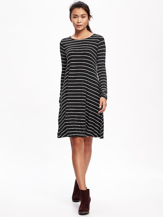 Old Navy Knit Swing Dress For Women - O.n. New Black Stripe