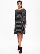 Old Navy Knit Swing Dress For Women - O.n. New Black Stripe