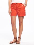Old Navy Mid Rise Eyelet Everyday Shorts For Women 5 - Hot Tamale