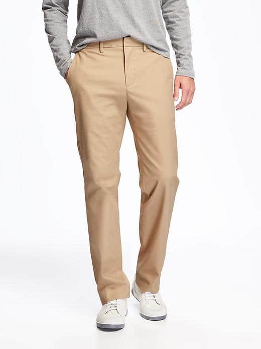 Old Navy Straight Non Iron Built In Flex Khakis For Men - Rolled Oats