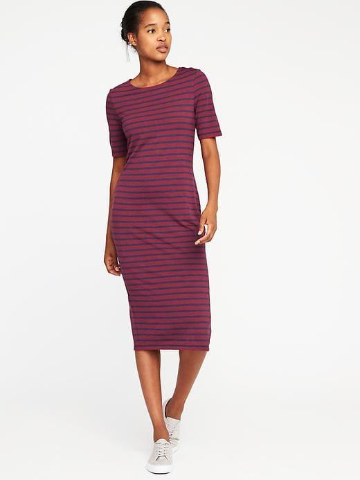 Old Navy Jersey Bodycon Dress For Women - Burgandy Stripe