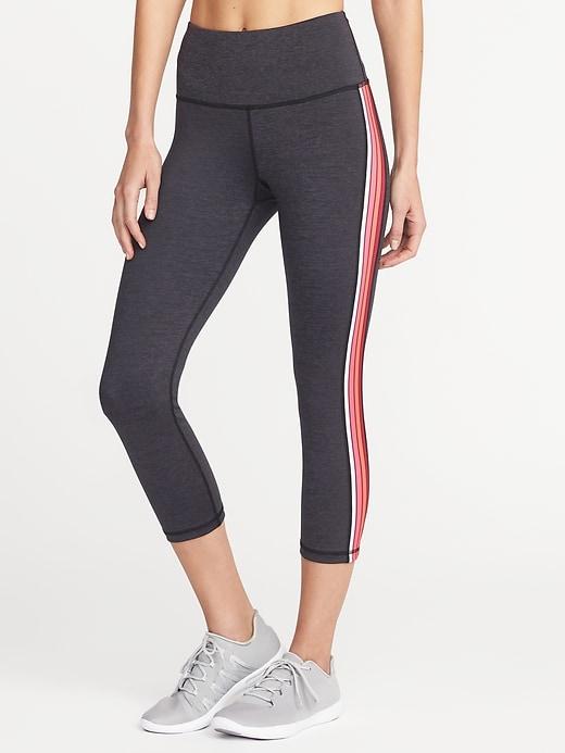 Old Navy Womens High-rise Side-stripe Compression Crops For Women Heather Gray Size S