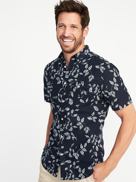 Old Navy Mens Slim-fit Linen-blend Shirt For Men In The Navy Size M