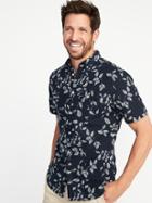 Old Navy Mens Slim-fit Linen-blend Shirt For Men In The Navy Size M