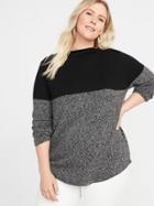 Old Navy Womens Plus-size Mock-neck Color-block Sweater Marled Gray/black Size 3x