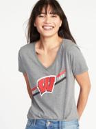 Old Navy Womens Ncaa Team V-neck Tee For Women Wisconsin Size L