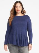 Old Navy Womens Relaxed Plus-size Peplum-hem Sparkle Top Lost At Sea Navy Size 2x
