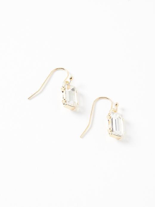 Old Navy Rhinestone Frame Drop Earrings For Women - Gold