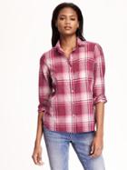 Old Navy Classic Plaid Shirt For Women - Maroon Plaid
