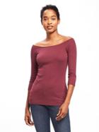 Old Navy Semi Fitted Off Shoulder Top For Women - Dark Red